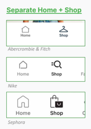 Separate Home and Shop Navigation