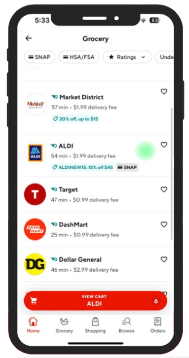 Current DoorDash UI Image